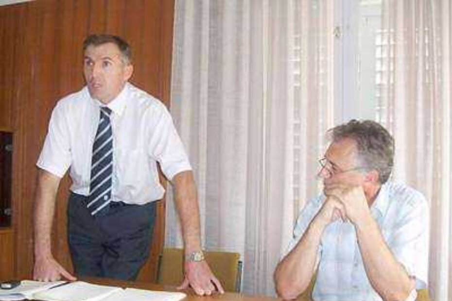 Direktor Agrolagune Bruno Legović i kaštelirski načelnik Enio Jugovac na sastanku s vinogradarima