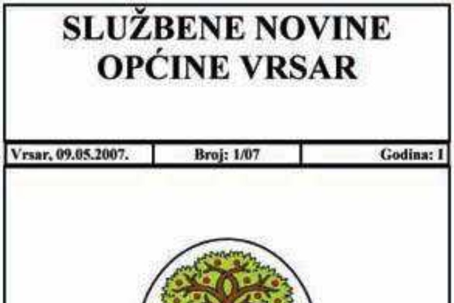Naslovnica prvog broja Službenih novina Općine Vrsar