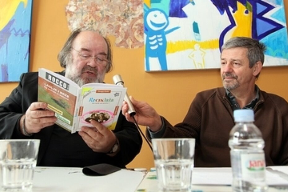 Drago Orlić i Branko Lučić na predstavljanju knjige u Cvajneru (M. A.)