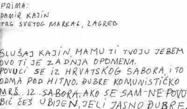 Kajinu prijete smrću - pismo stiglo u Sabor