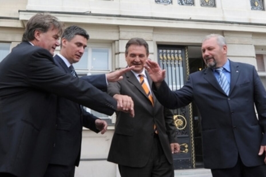 Čelnici stranaka Kukuriku koalicije (D. JELINEK/Novi list)