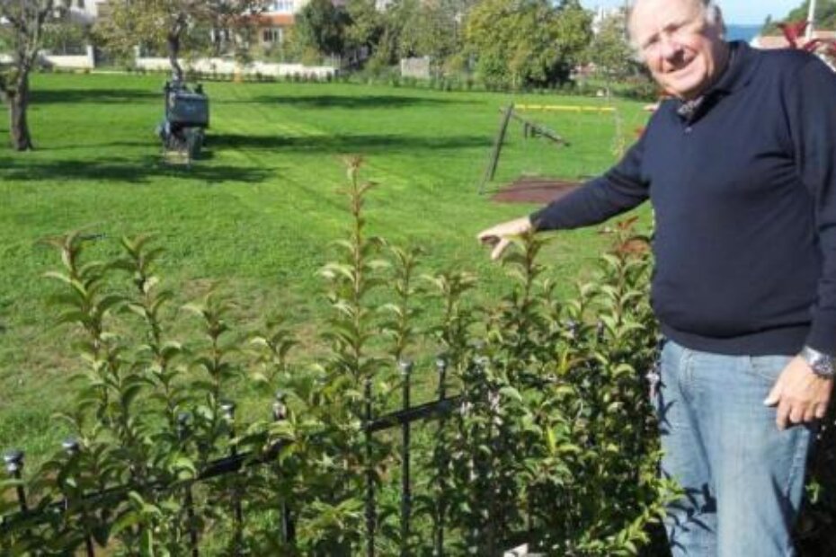 Peter Christian Gratza na svojoj terasi pokazuje prema parceli na kojoj je predviđen vrtić