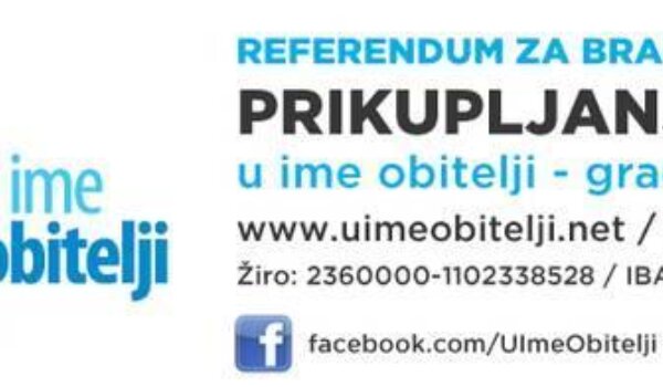 Građanska inicijativa 'U ime obitelji' pozvala sve stranke na prikupljanje potpisa za referendum