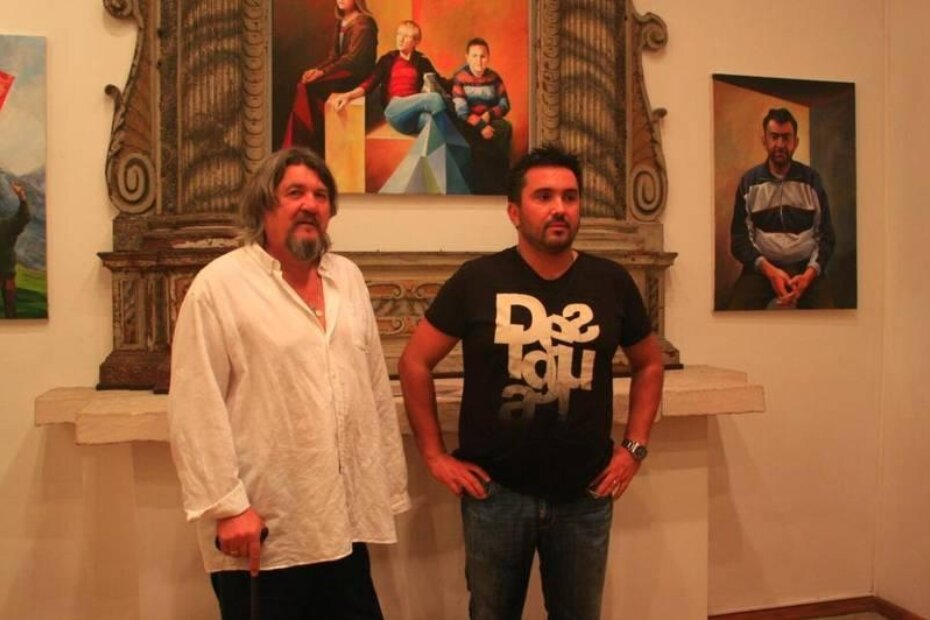 Vinko Šaina i Eugen Varzić na otvorenju izložbe u Alvoni