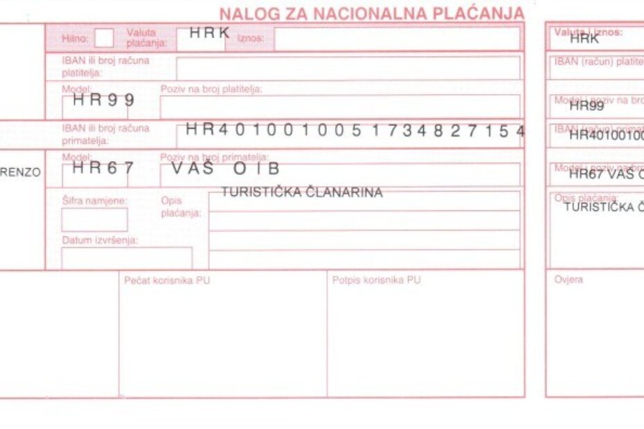 Primjer uplatnice