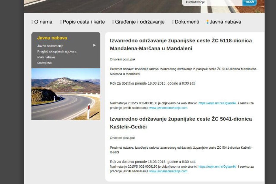 Prema informacijama na web stranicama ŽUC-a, postupak javne nabave za izvanredno održavanje dionice između Gedići i Dvori je još uvijek otvoren