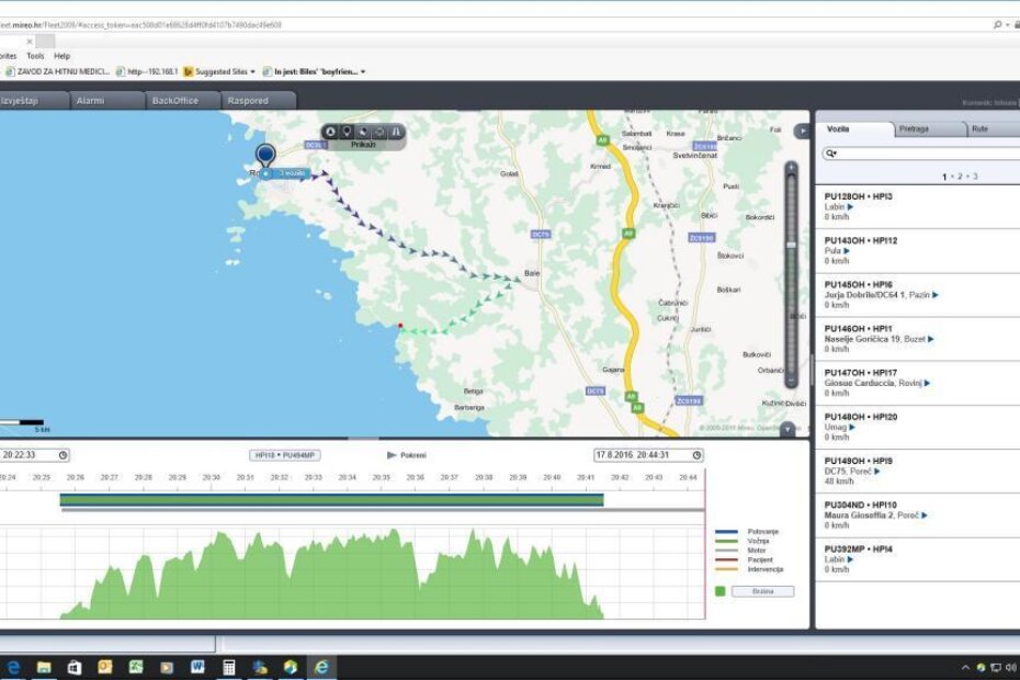 Elektronski prikaz polaska i dolaska kola HMP na mjesto nesreće