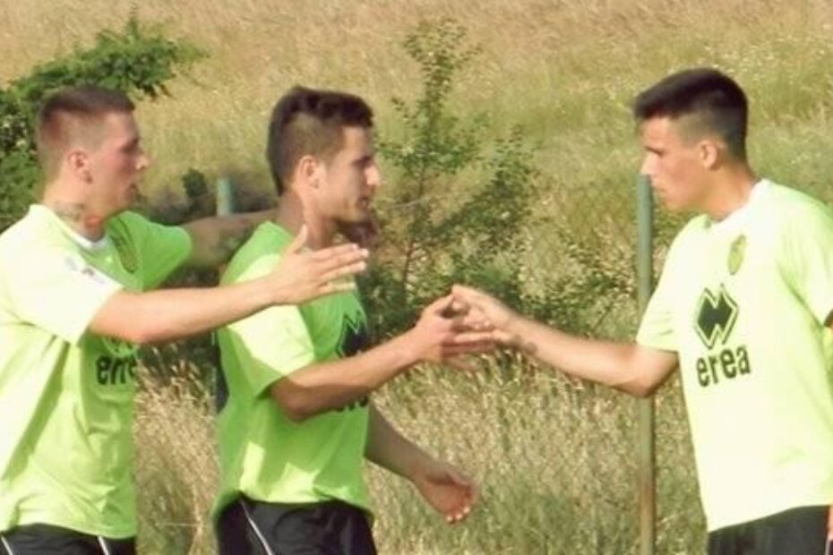 Manolo Bilić s nekadašnjim suigračima Božidarom Janjuševićem i Antoniom Repićem u Istri 1961. (foto: Istrasport)