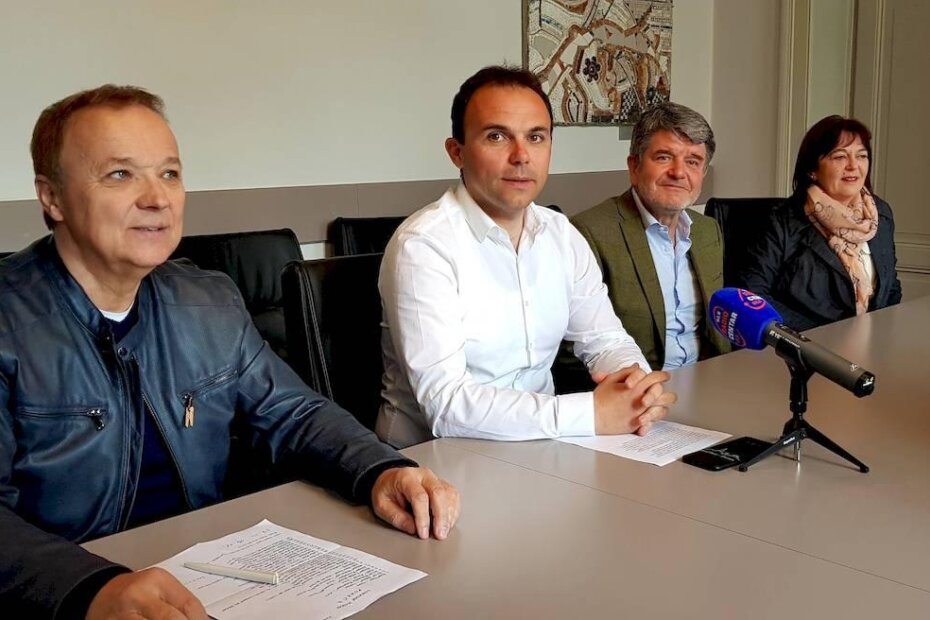 Sergio Pavat, Loris Peršurić, dr- Ante Ivančić i dr. Radmila Korlević na pressici