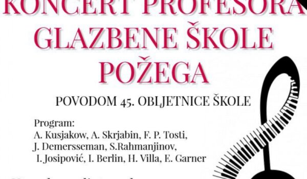 U utorak u Umjetničkoj školi koncert profesora Glazbene škole Požega