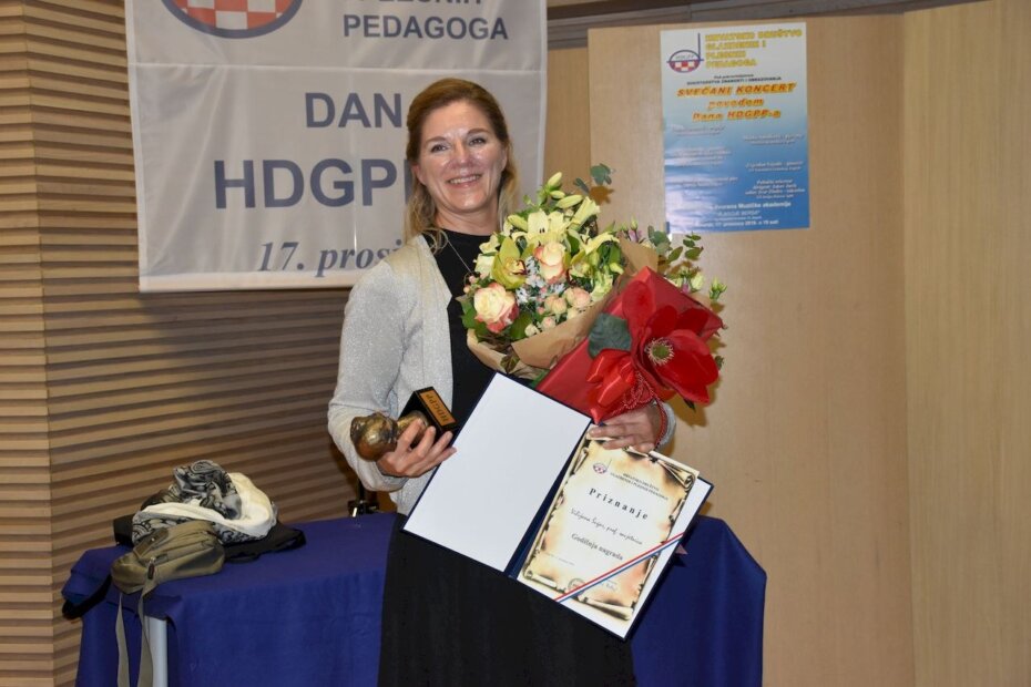 Vilijana Šugar, učiteljica u Umjetničkoj školi Poreč dobitnica je nagrade Hrvatskog društva glazbenih i plesnih pedagoga