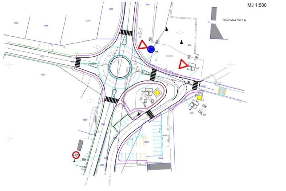 Skica budućeg raskiržja s kružnim tokom