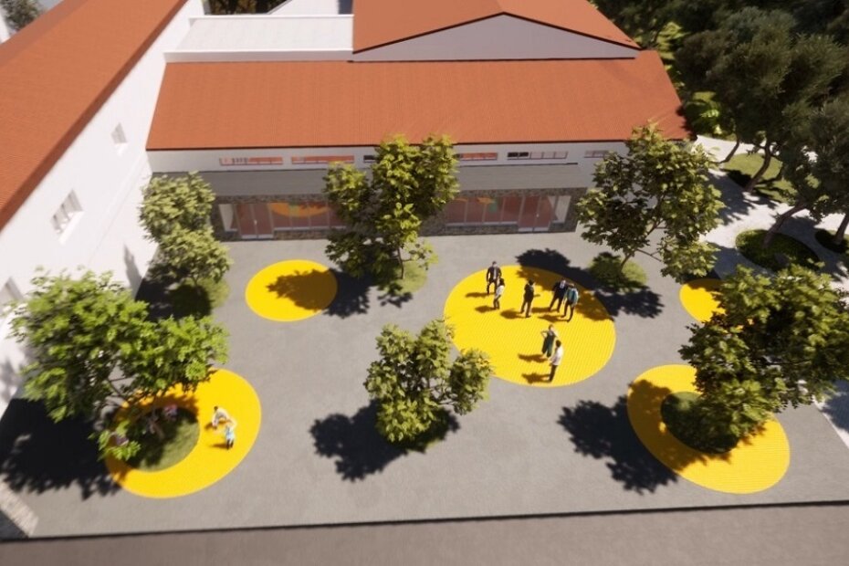 Ilustracija zgrada s okolišem iz zraka