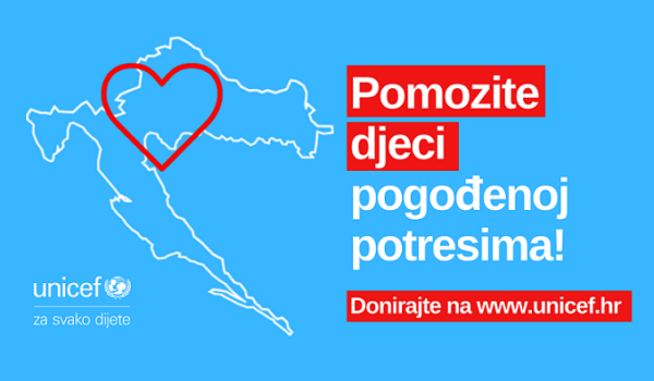 U tijeku UNICEF-ova kampanja za pomoć djeci pogođenoj potresima