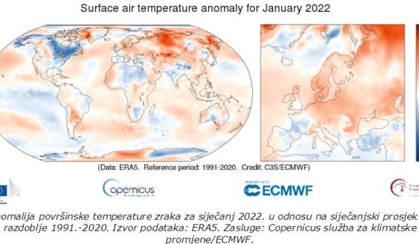 Siječanj u Europi topliji od prosjeka, temperature u južnoj Europi ispodprosječne