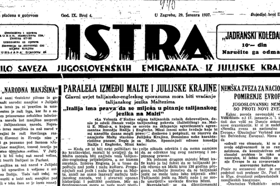 Istra, naslovnica broja 4 od 29. 1. 1937.