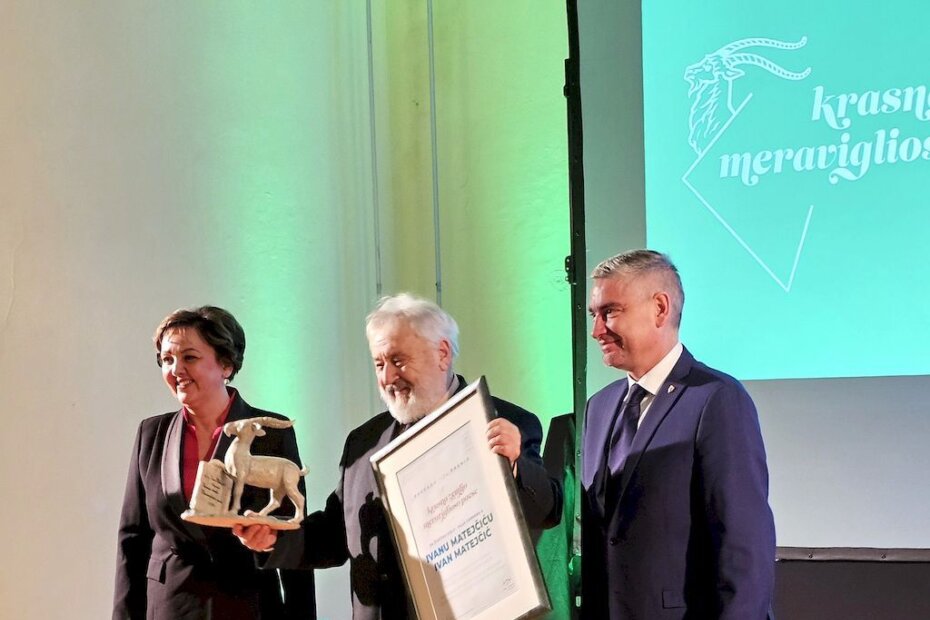 Ivan Matejčić s predsjednicom Skupštine IŽ Sandrom Čakić Kuhar i županom Borisom Miletićem