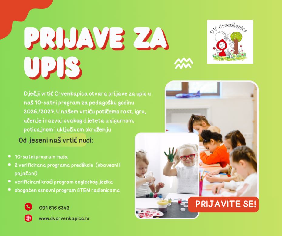 Prijave za upis u DV Crvenkapica